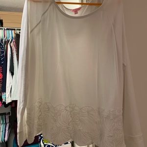 Lilly Pulitzer white embroidered top size XL